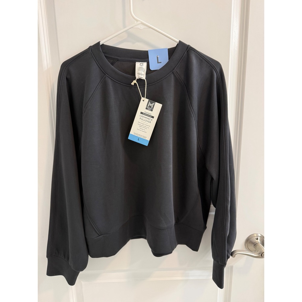 Member's Mark Womens Sandwash Crewneck Pullover Black Sweatshirt Size L NWT